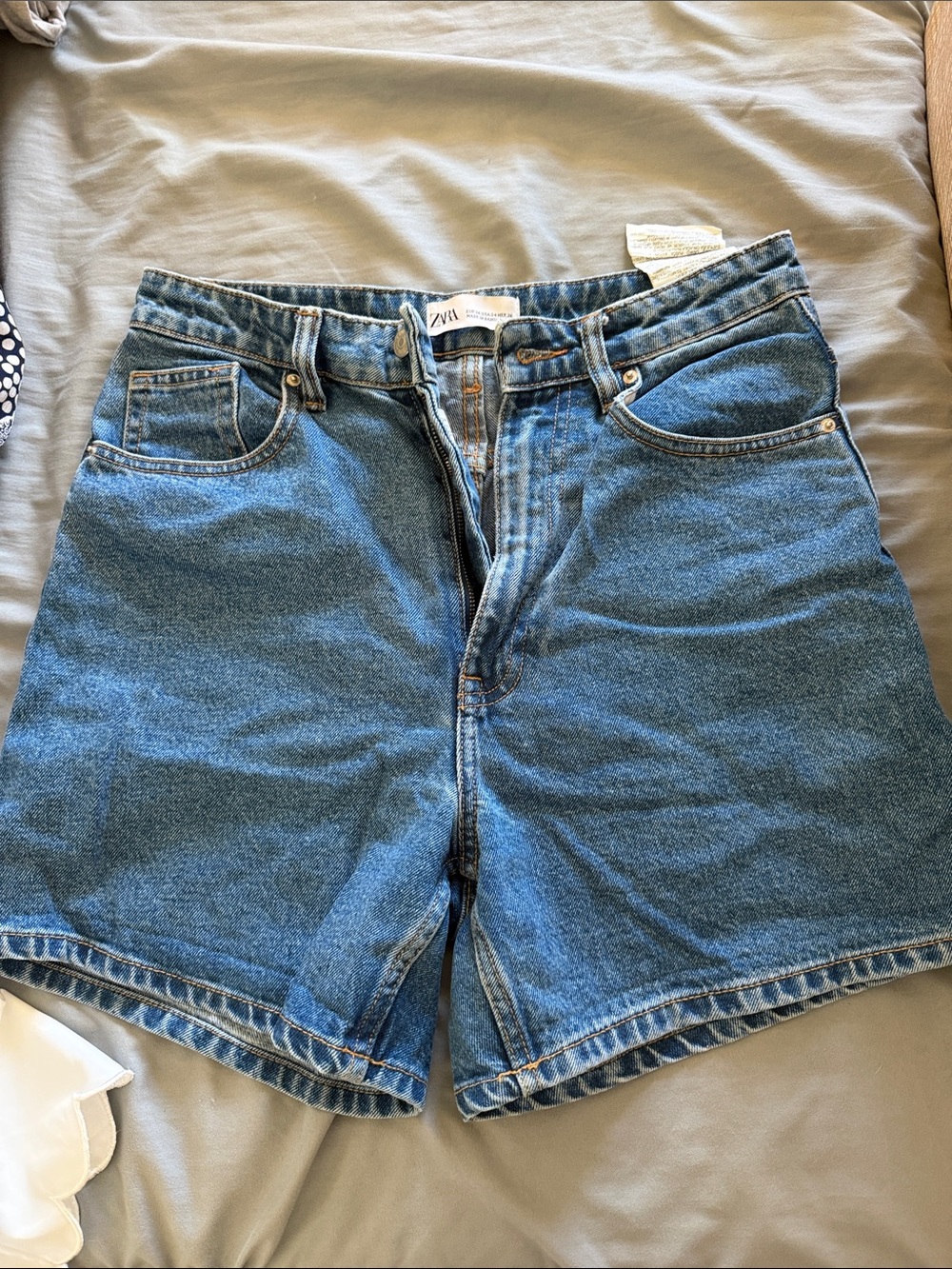Zara Medium Blue Denim High-Rise Women's Shorts
